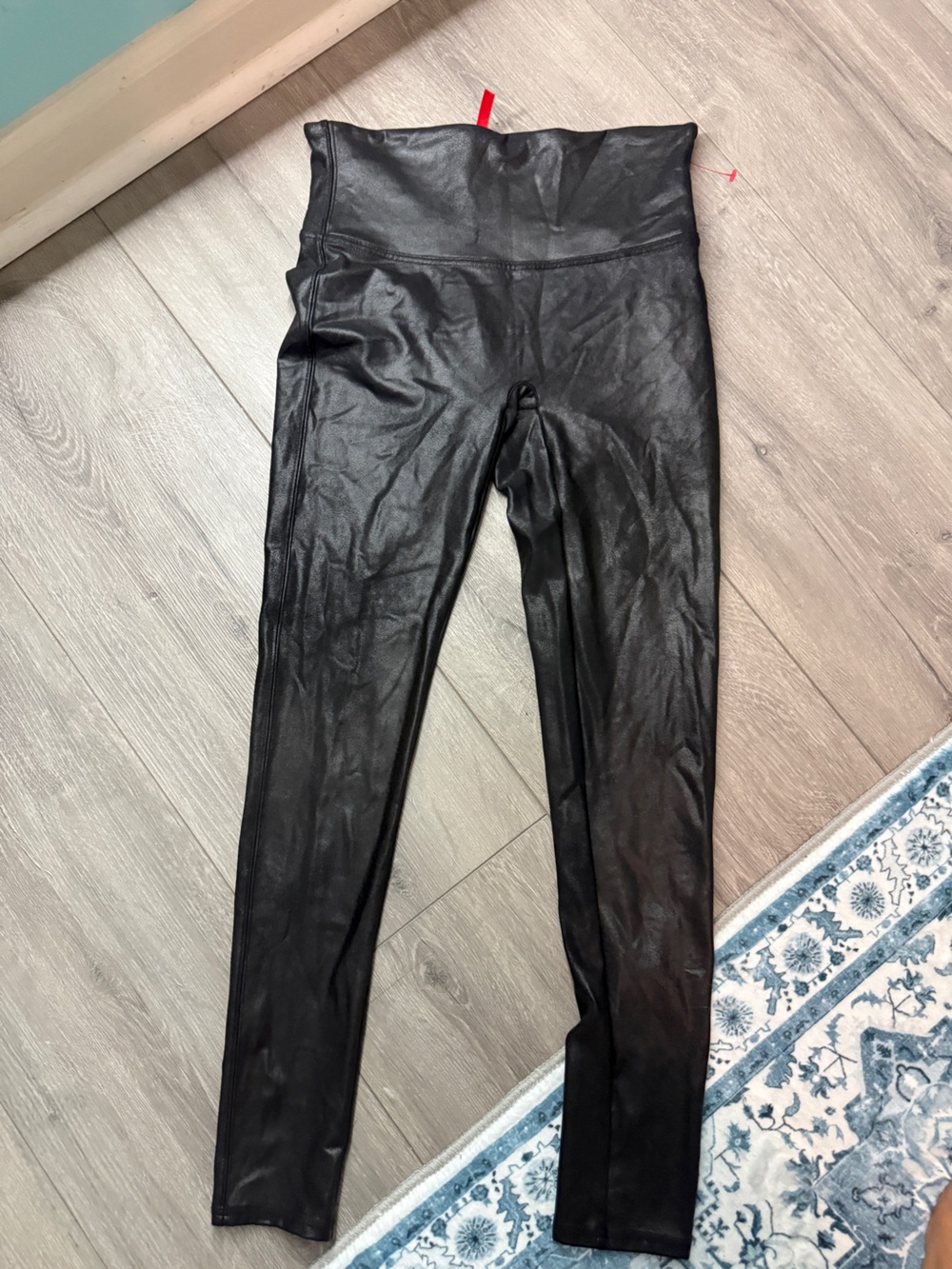 SPANX Black Faux Leather-Look Leggings